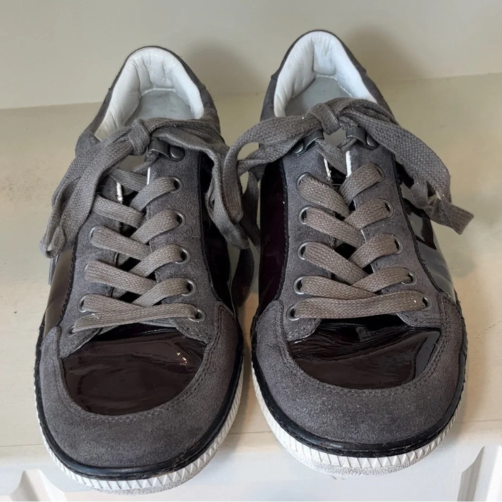 Emporio Armani Men’s Suede/Patent Leather Sneakers Size 6